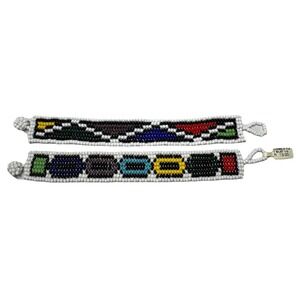 VTG Beaded Native Tribal bracelets Cuff South Western Zulu Lot 2 Boho Handmade